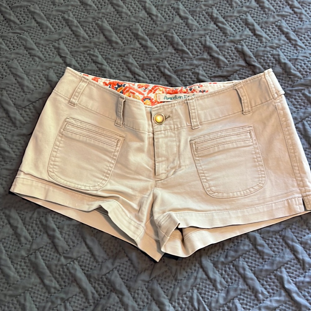 American Eagle : Y2K Khaki Low Rise Micro Mini Shorts - 2